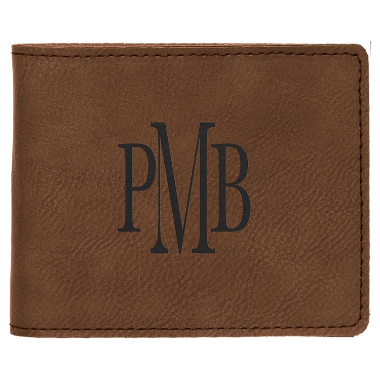 4 1/2" x 3 1/2" Dark Brown Leatherette Bifold Wallet 2