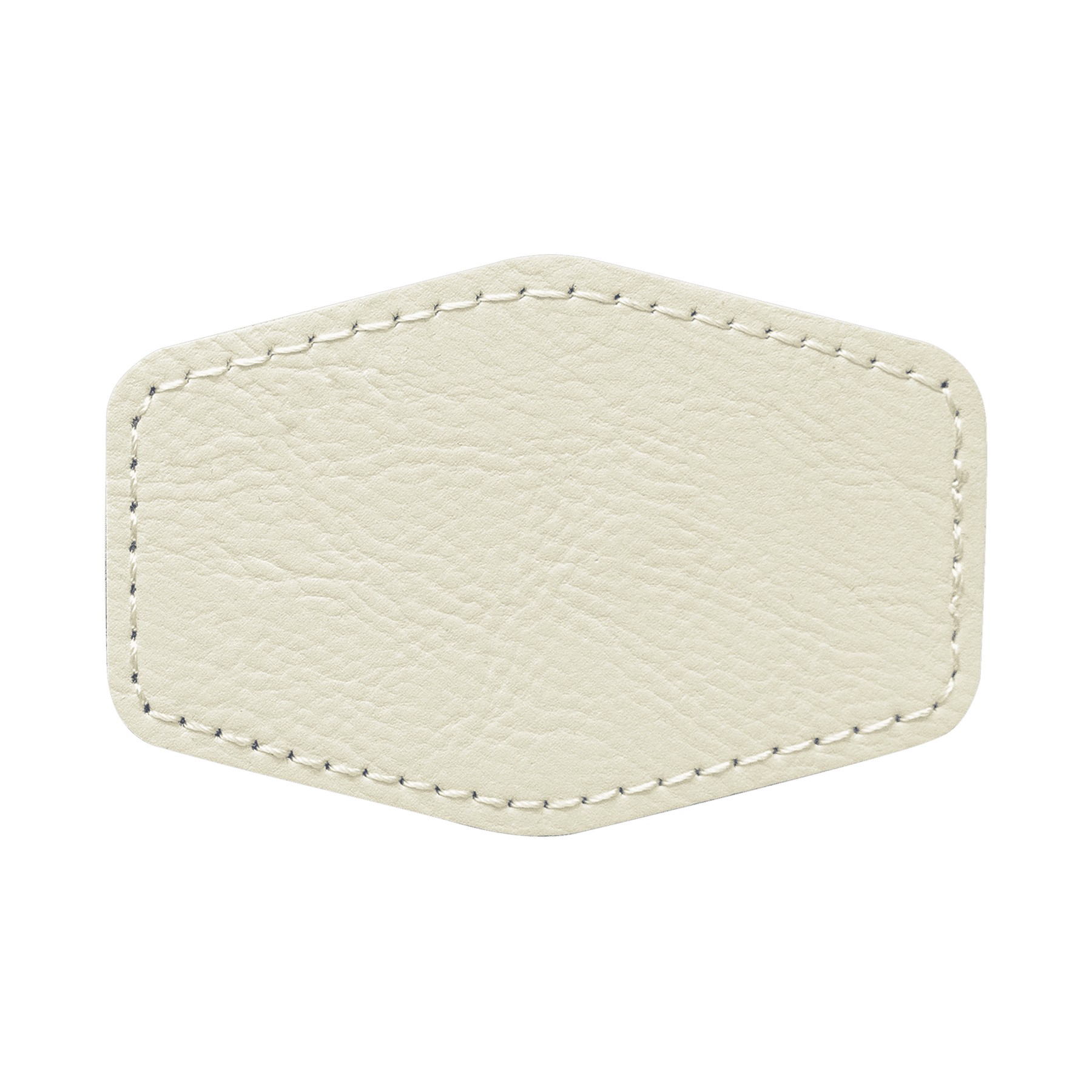 3" x 2" White Leatherette Hexagonal Patch with Adhesive 2