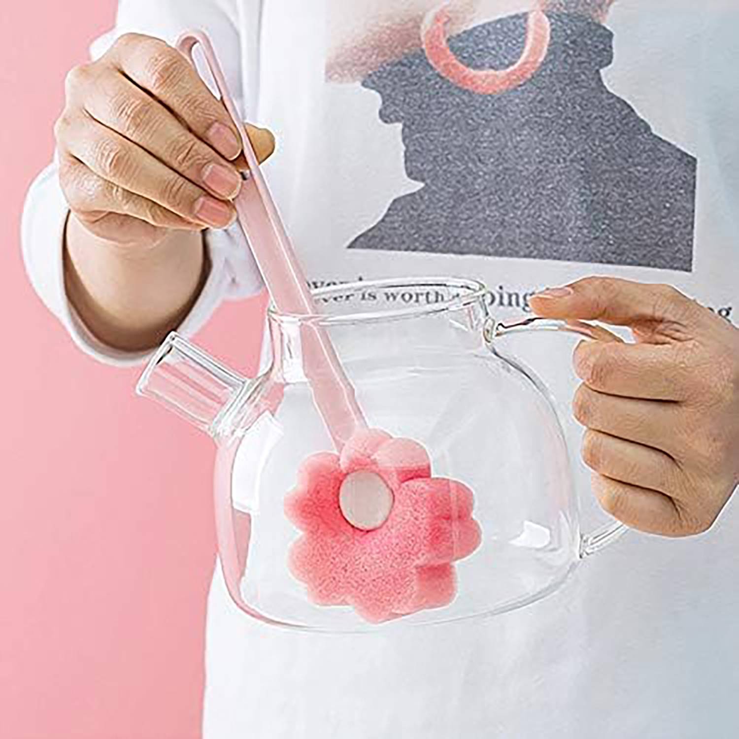 Hanging Flower-Shaped Long-Handle Sponge Cup Brush 3
