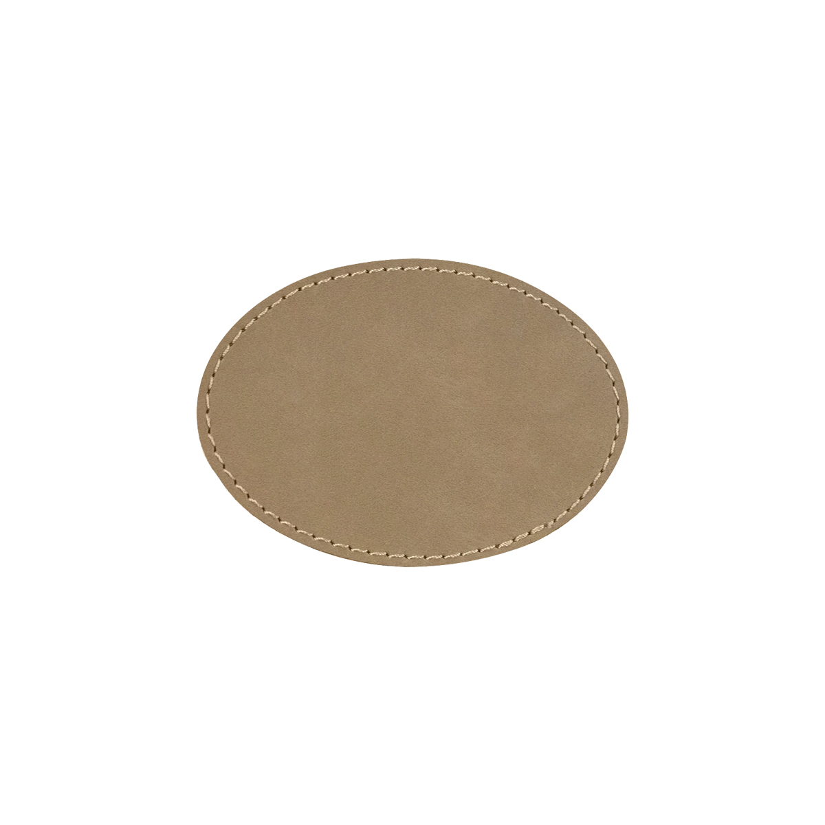 3" x 2" Light Brown Leatherette Oval Patch with Adhesive 2