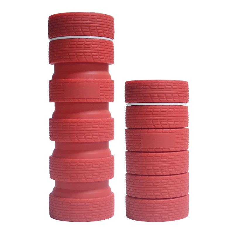 Tire Shape Collapsible Silicone Water Bottle 4