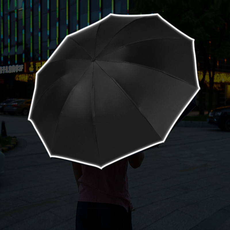 Automatic Compact Umbrella with LED Flashlight and Reflective Strip 11