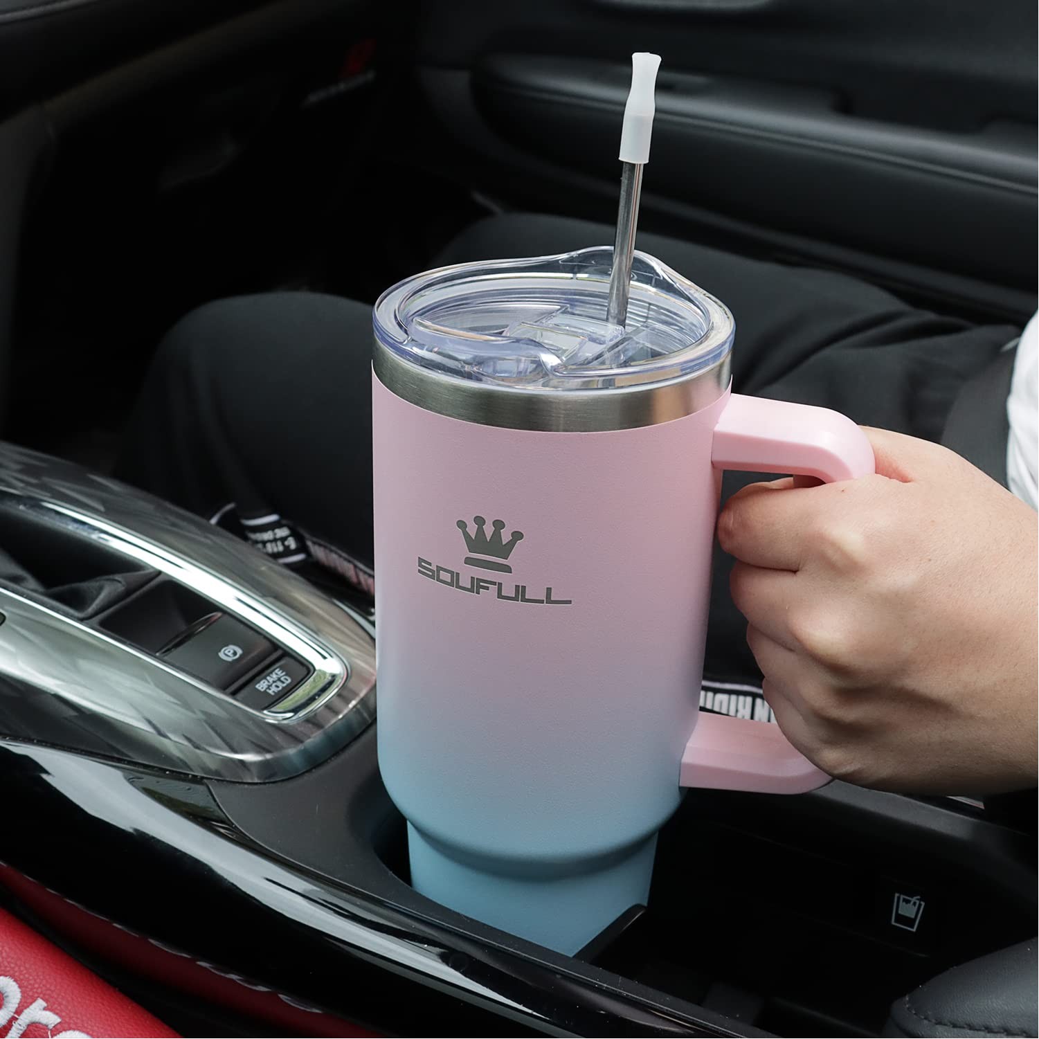 40 oz Tumbler with Handle and Straw Lid, 100% Leak-proof Travel Coffee Mug, Stainless Steel Insulate 1