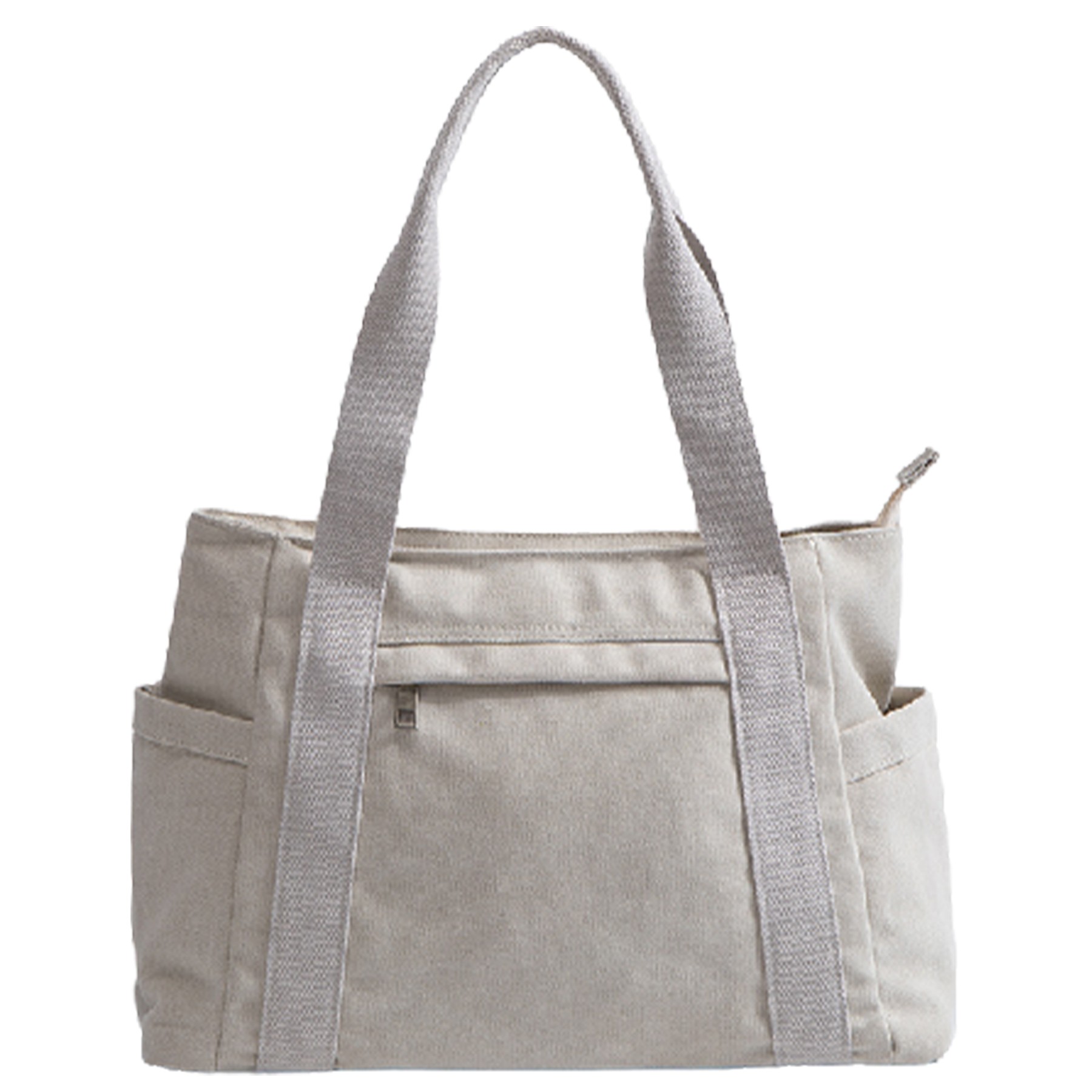 Large Capacity Women Canvas Bag W/ Side Pockets, custom tote bag with logo imprint 2