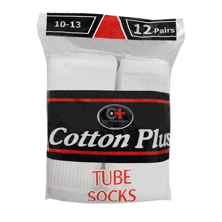 Cotton Plus Ladies Tube Socks White Size 9-11 2