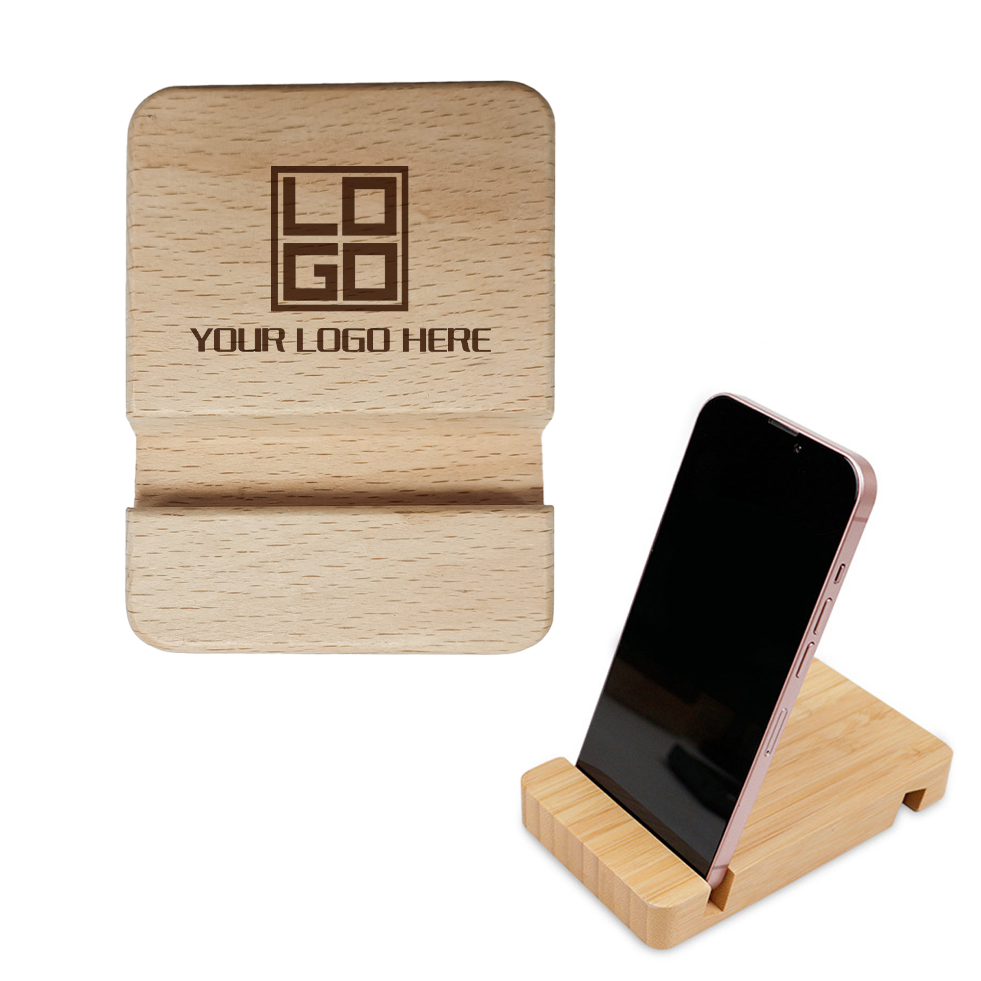 Wooden Block Desktop Phone Stand 2