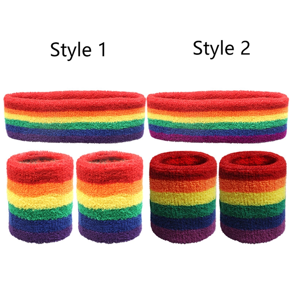 Striped Sweatband Set -1 Headband And 2 Wristbands 4