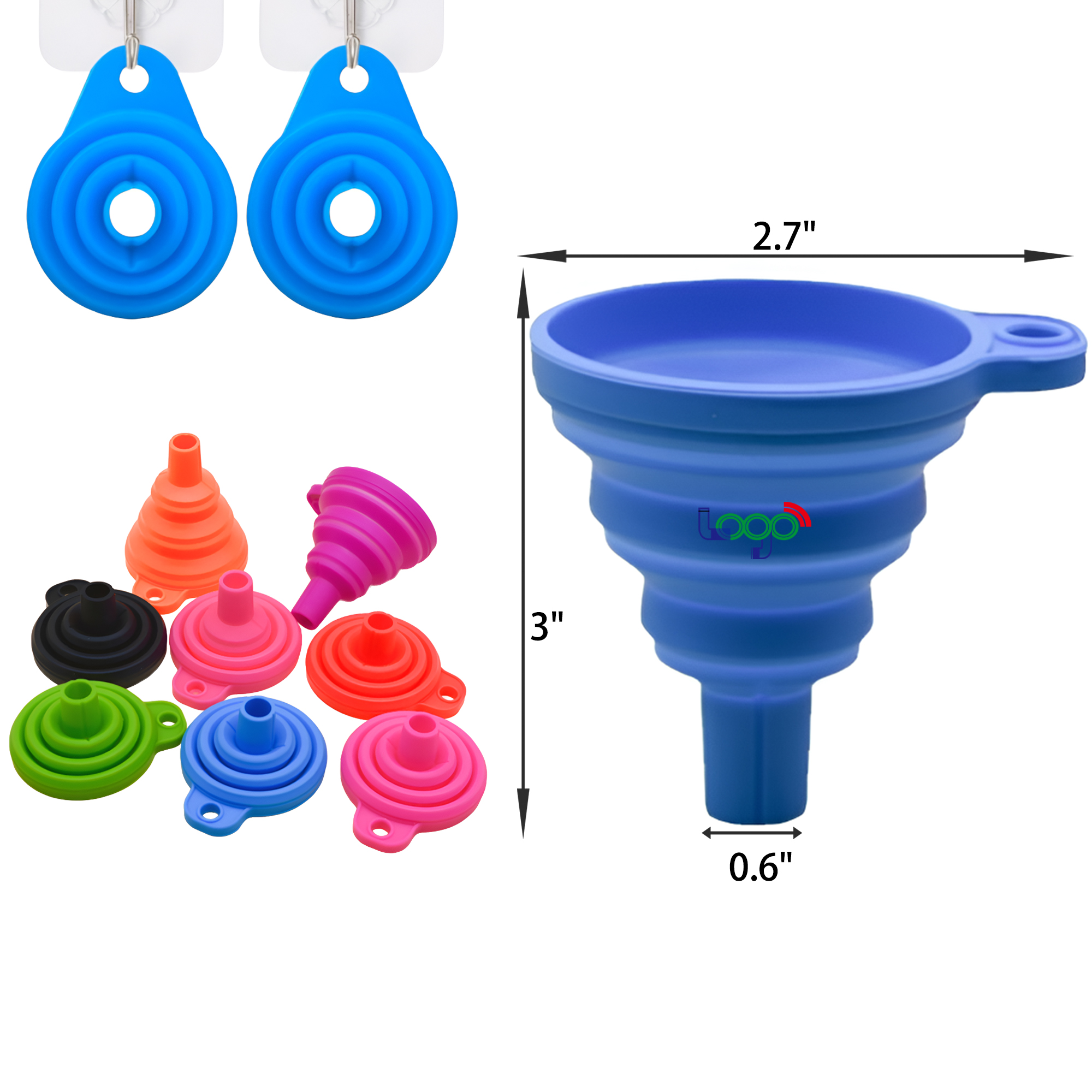 MOQ 50 PCS Flexible Folding Silicone Funnel 7