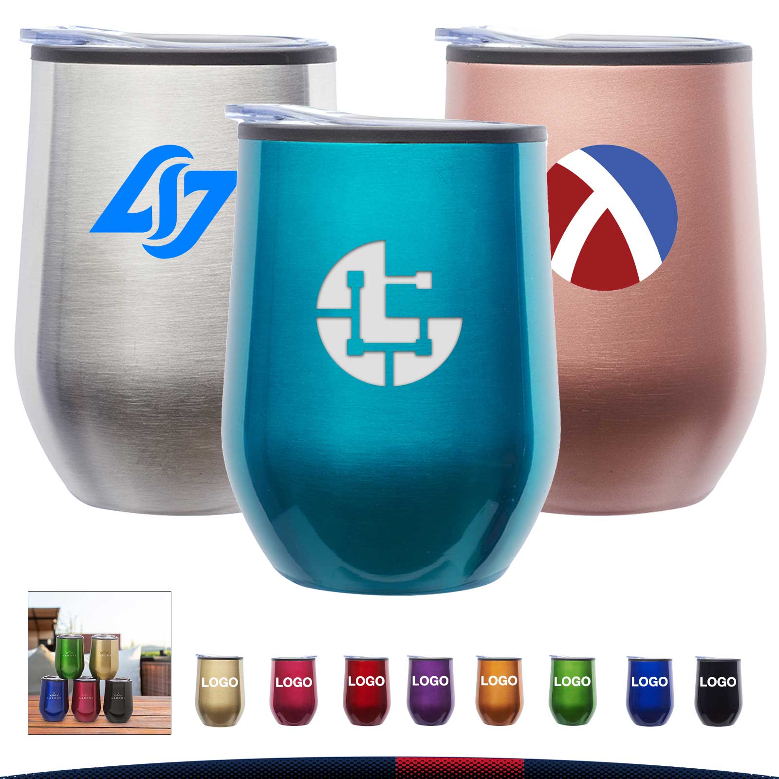 12 oz. Stemless Glasses with Lids 9