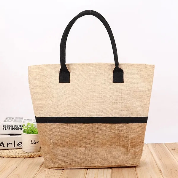 Wanderlust Laminated Jute And Canvas Tote 2