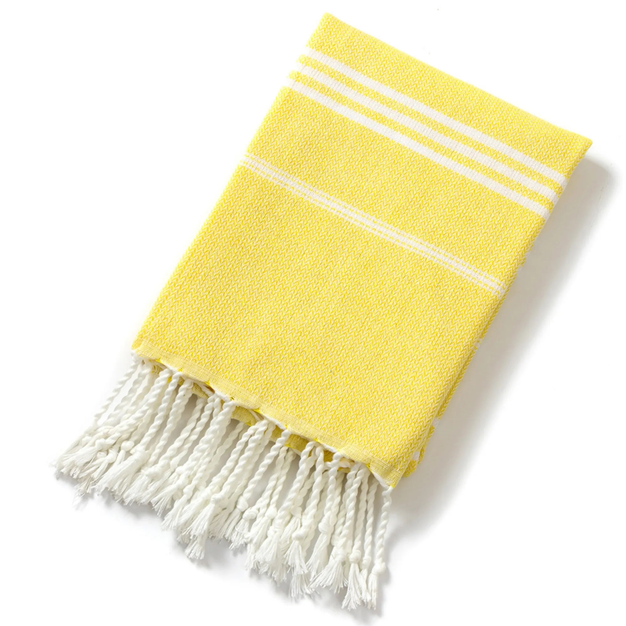 Oversized Poly-Cotton Fringed Jacquard Striped Bath Towel 7