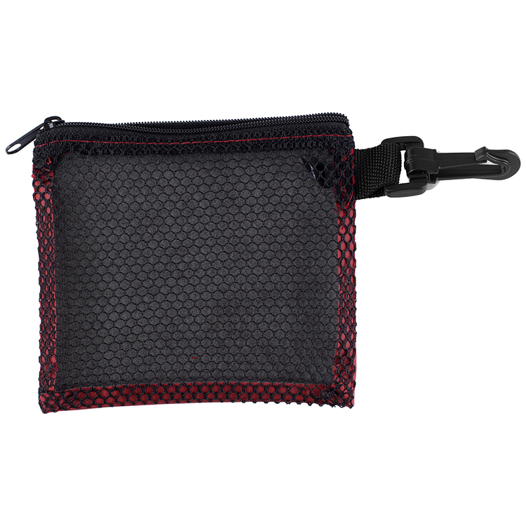 "TechMesh Hang Pro" Mobile Tech Charging Cable Kit in Mesh Zipper Pouch Components inserted into Zip 1