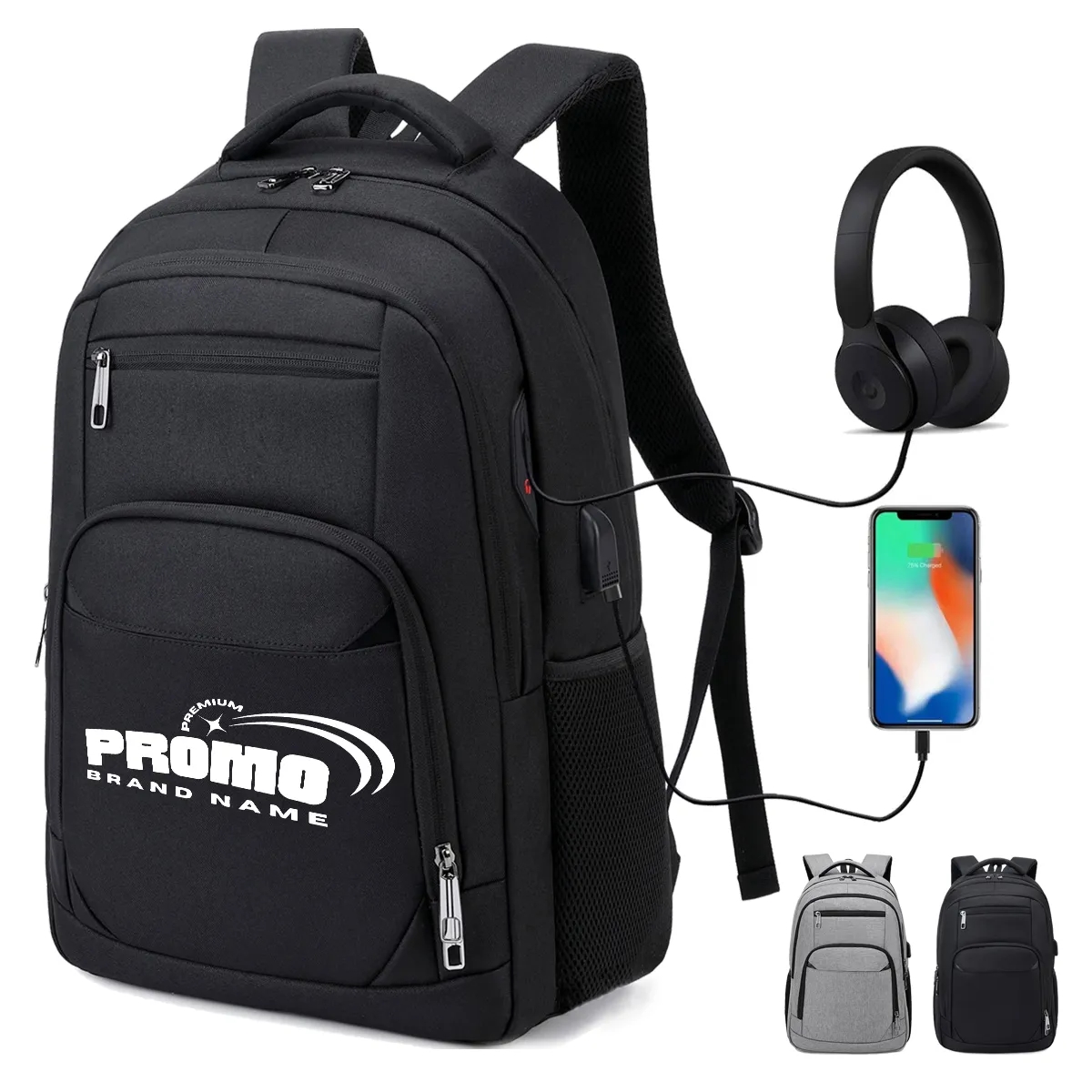 Large Capicity Travel Waterproof Laptop Backpack W/ USB Port 2