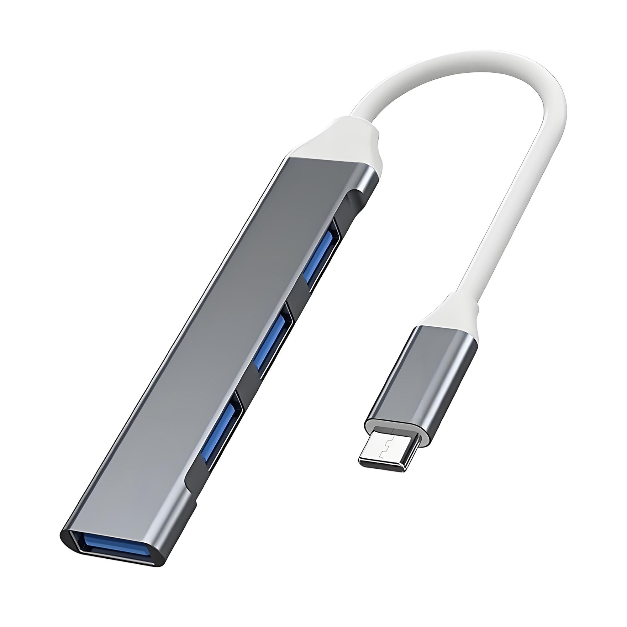 4-in-1 USB-C Hub Adapter with 4-Port USB 3.0 for Laptops 4