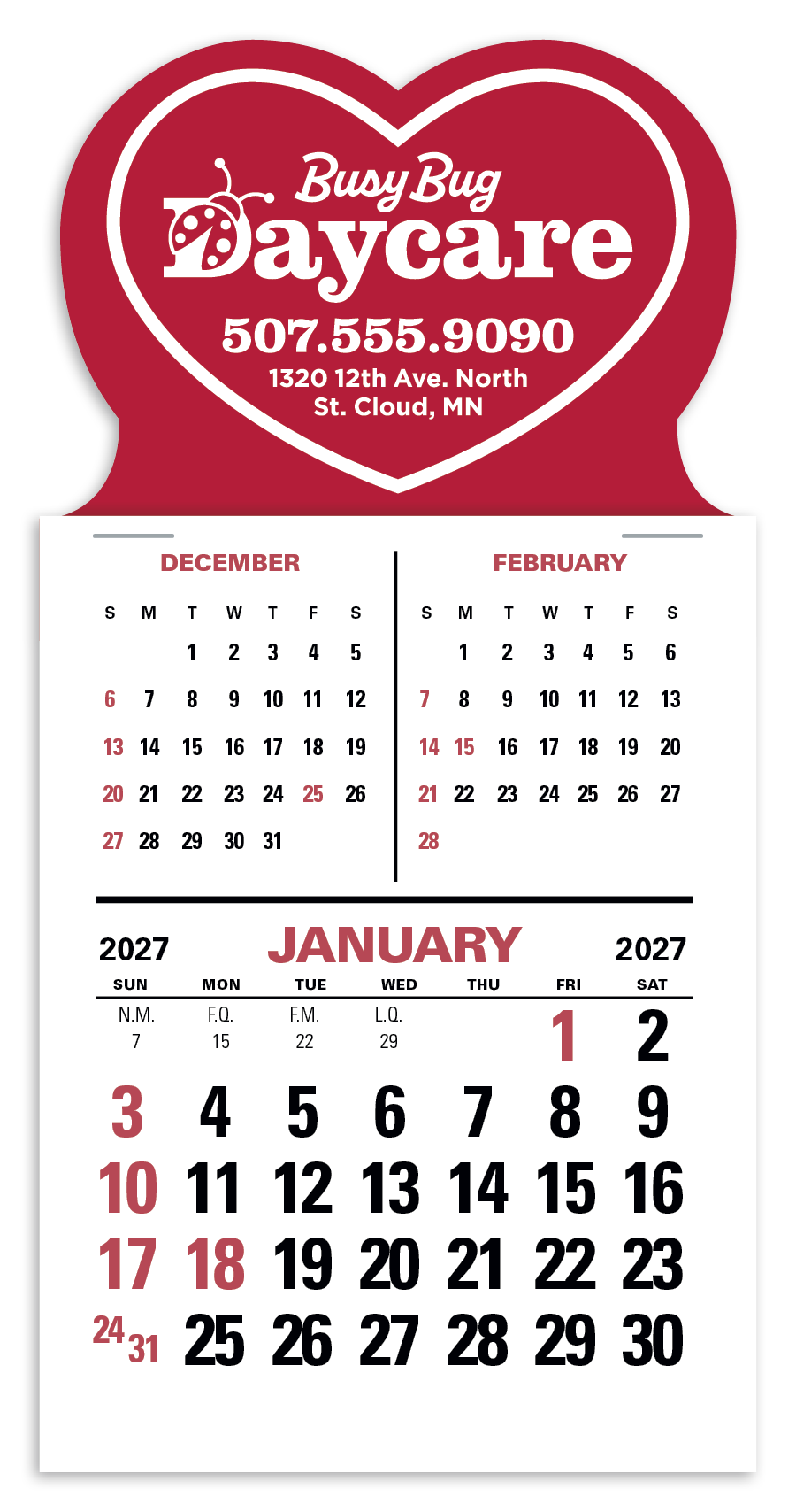 Triumph® Calendars Press-N-Stick 3-Month Vertical Calendar 6