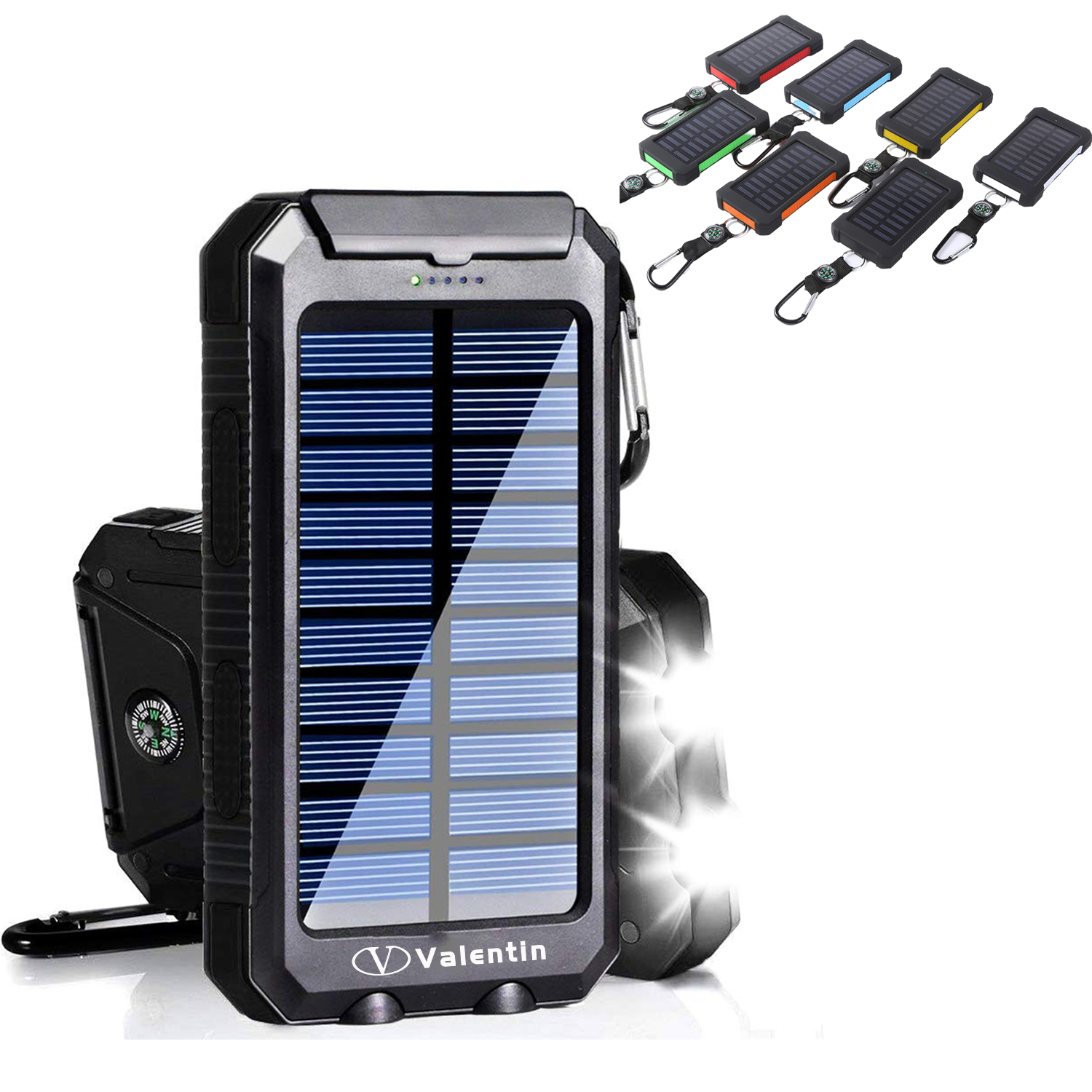 8000Mah Waterproof Compass Solar Power Bank With Flashlight 2