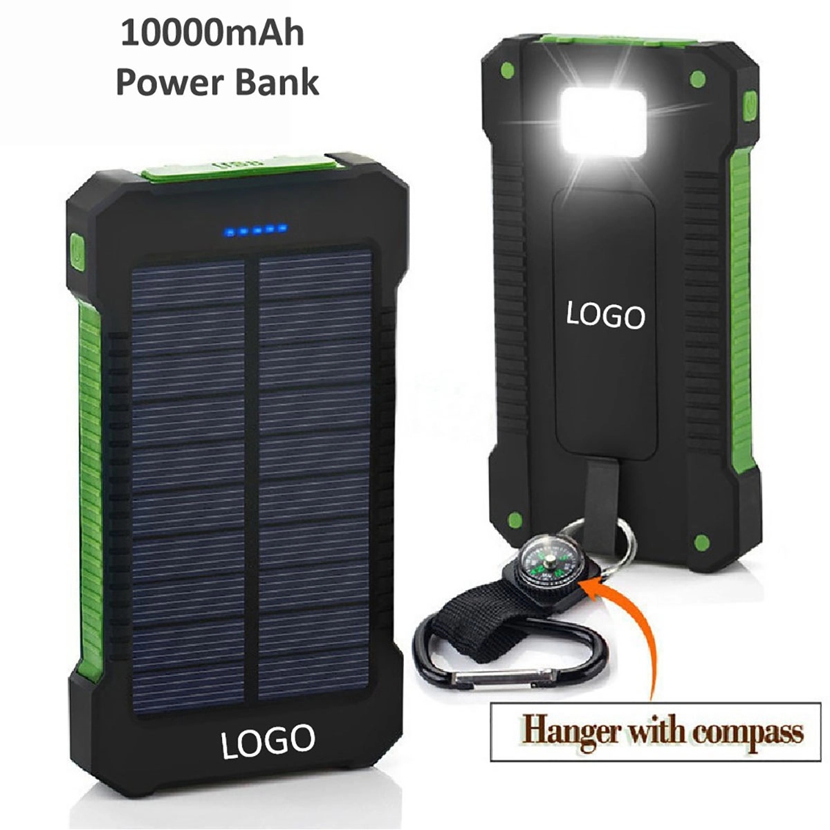 10000Mah Dual Usb With Led Flashlight Solar Power Bank 2