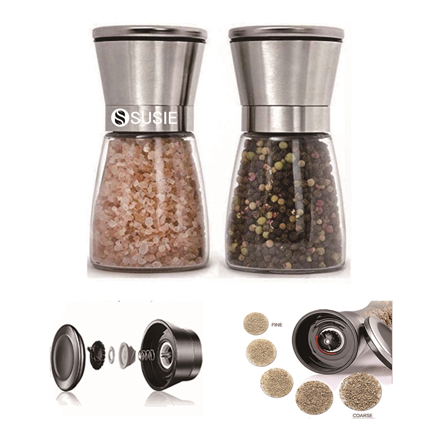 Stainless Steel Pepper Grinder(2 Pack) 2