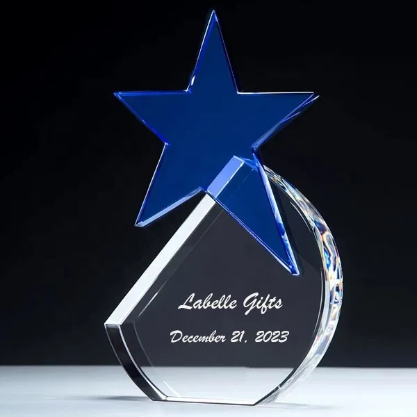 Optical Crystal Circle with Blue Star Award 2