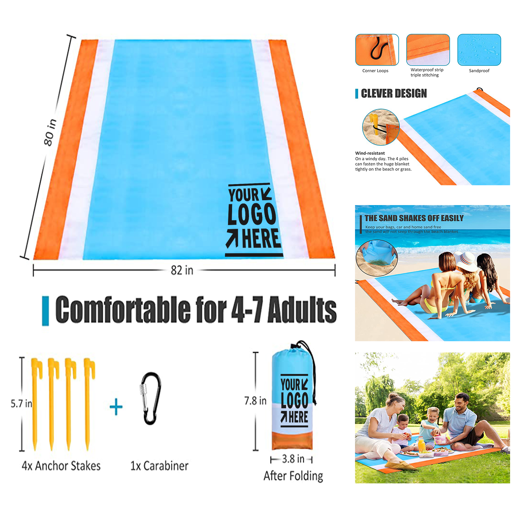 80 x 82 Inches Oversized Beach Mat 2