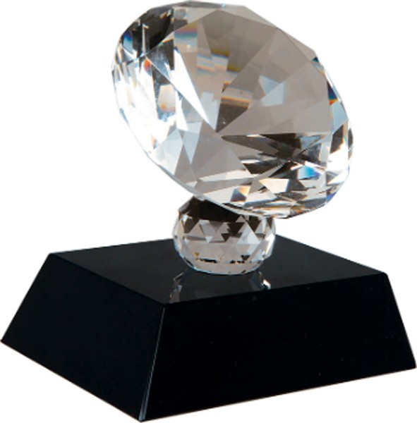 3 1/2 inch Crystal Diamond on Black Pedestal Base 2