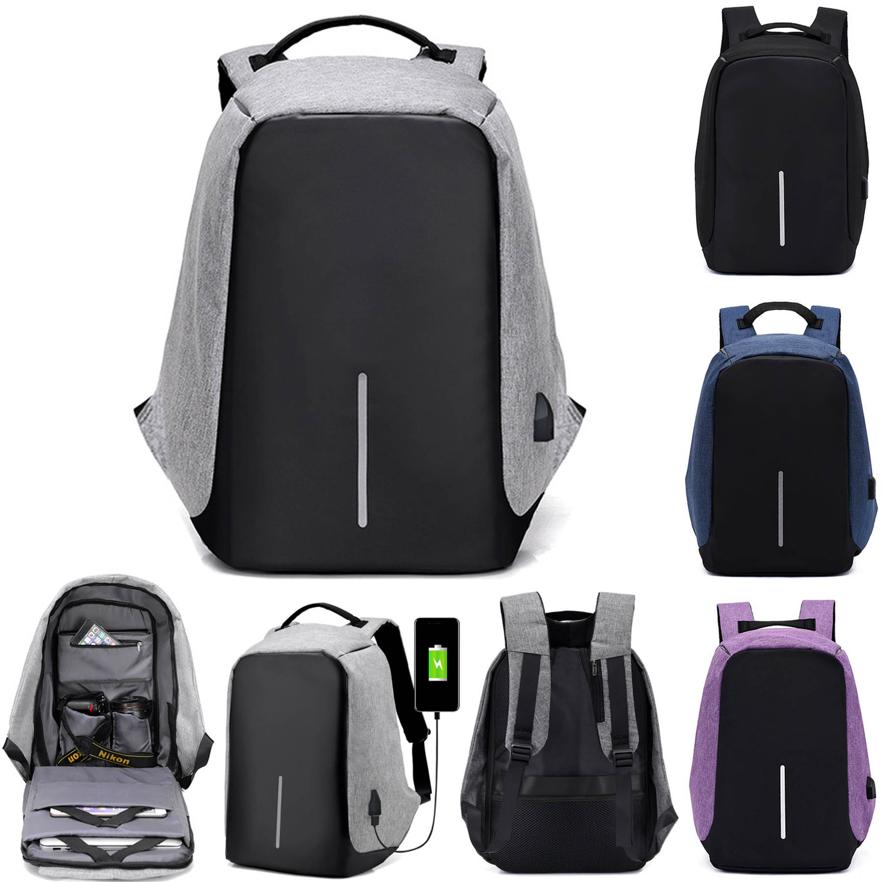 Anti-Theft Backpack USB Type 1