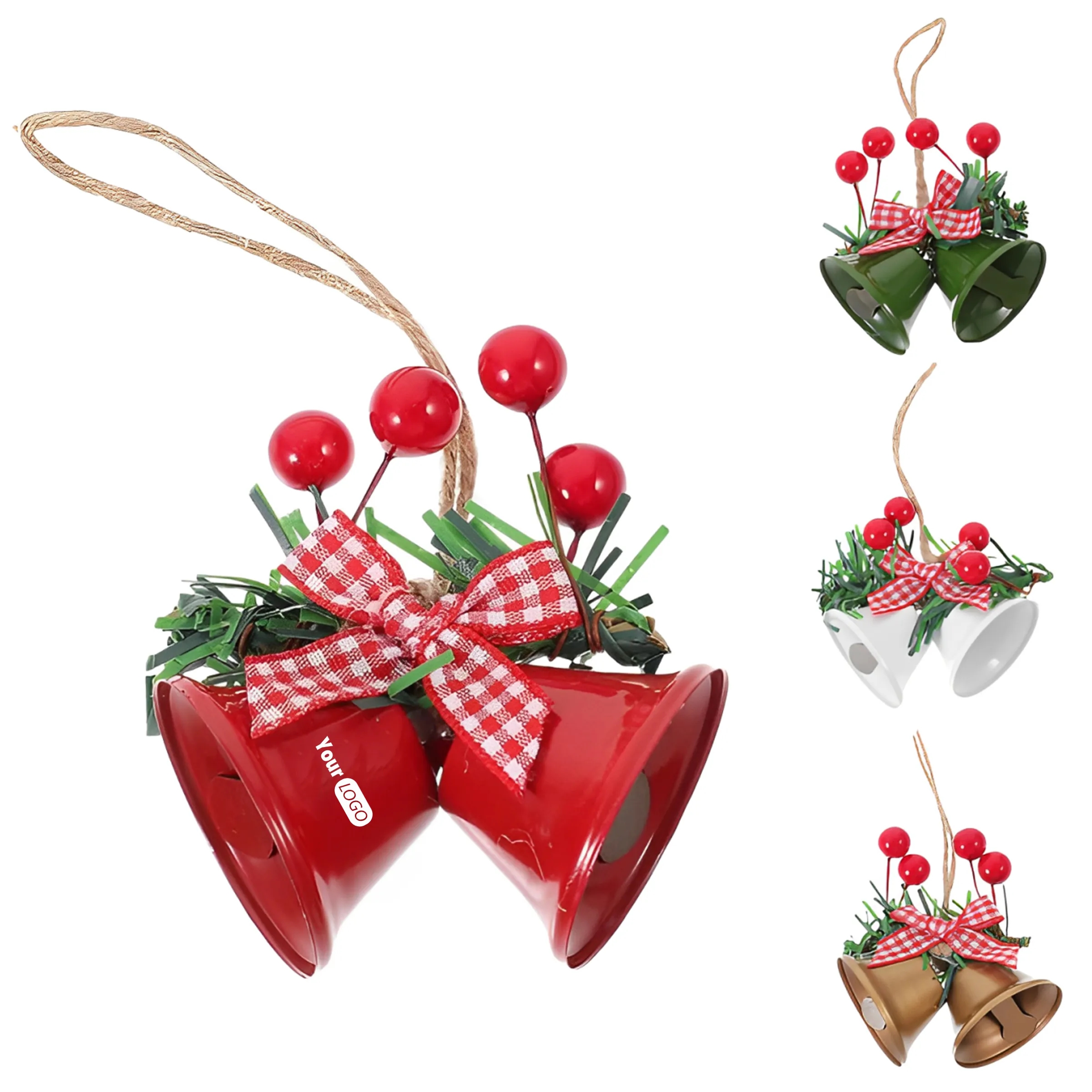 Iron Christmas Day Decoration With Double Horn Bells 3