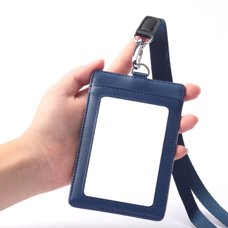 Enlarged Genuine Leather Badge Holder with Lanyard 6