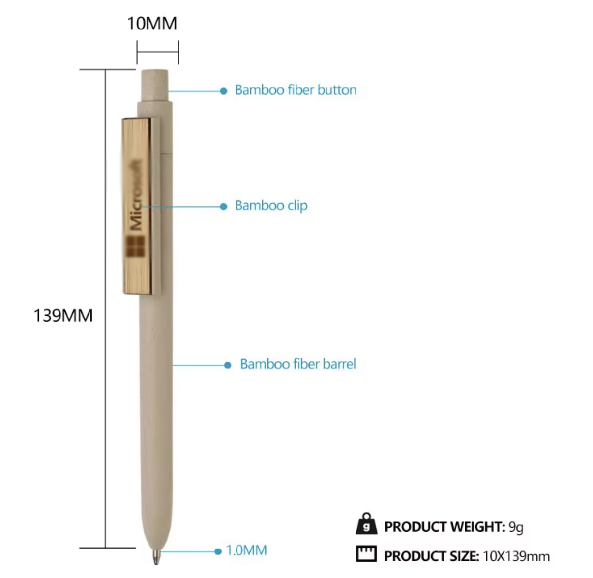 ECO Friendly Promotional Plastic Pen With Bamboo Clip 3