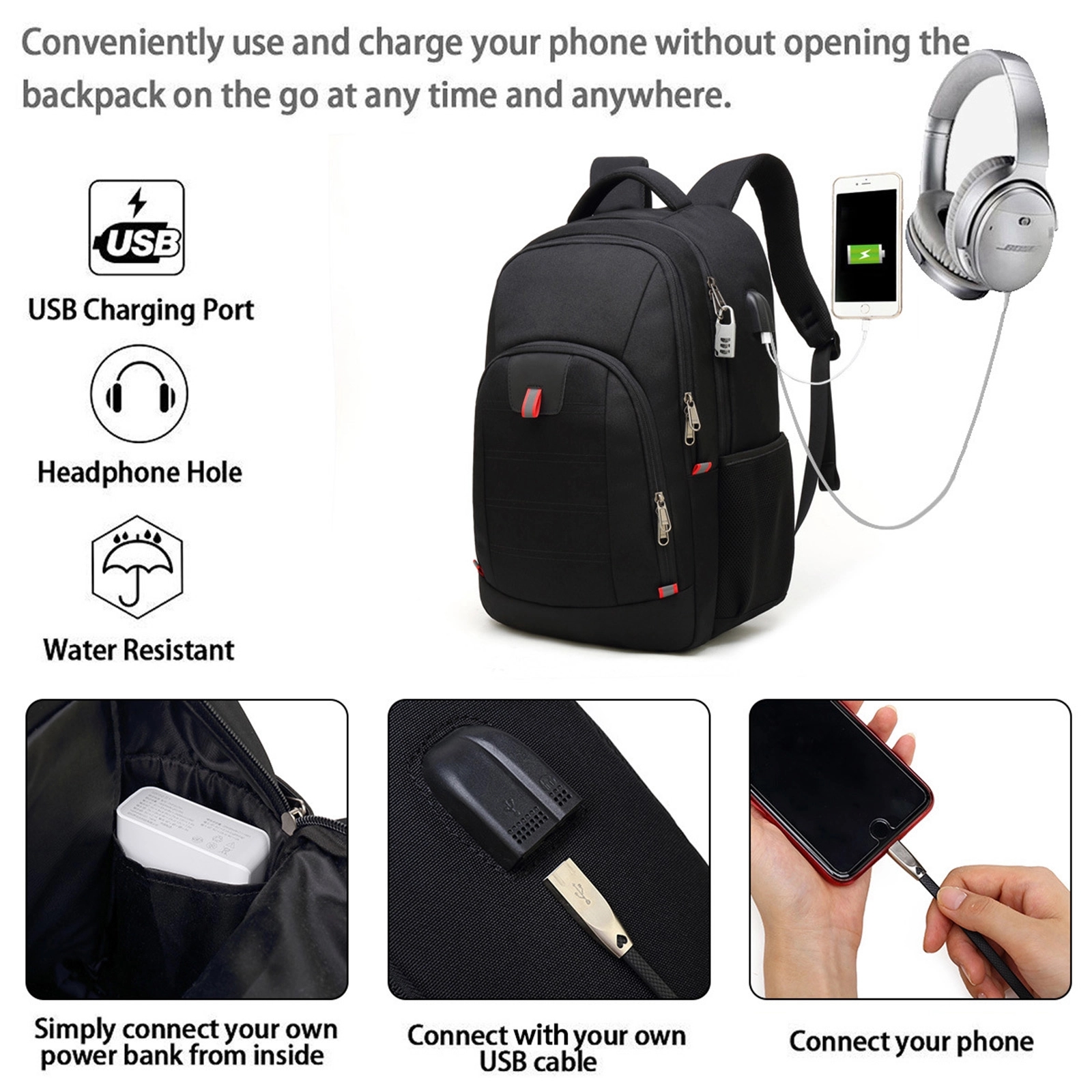 17 Inch Anti Theft Business Backpacks With Usb 8