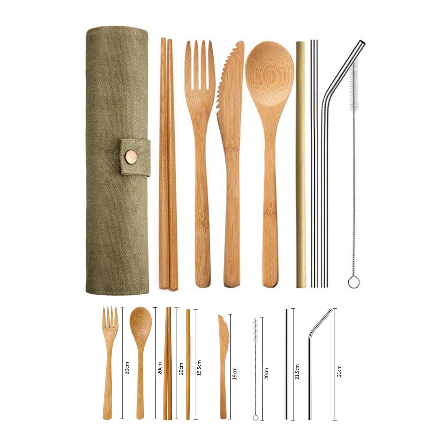 Portable Bamboo Utensil Set With Straw 2
