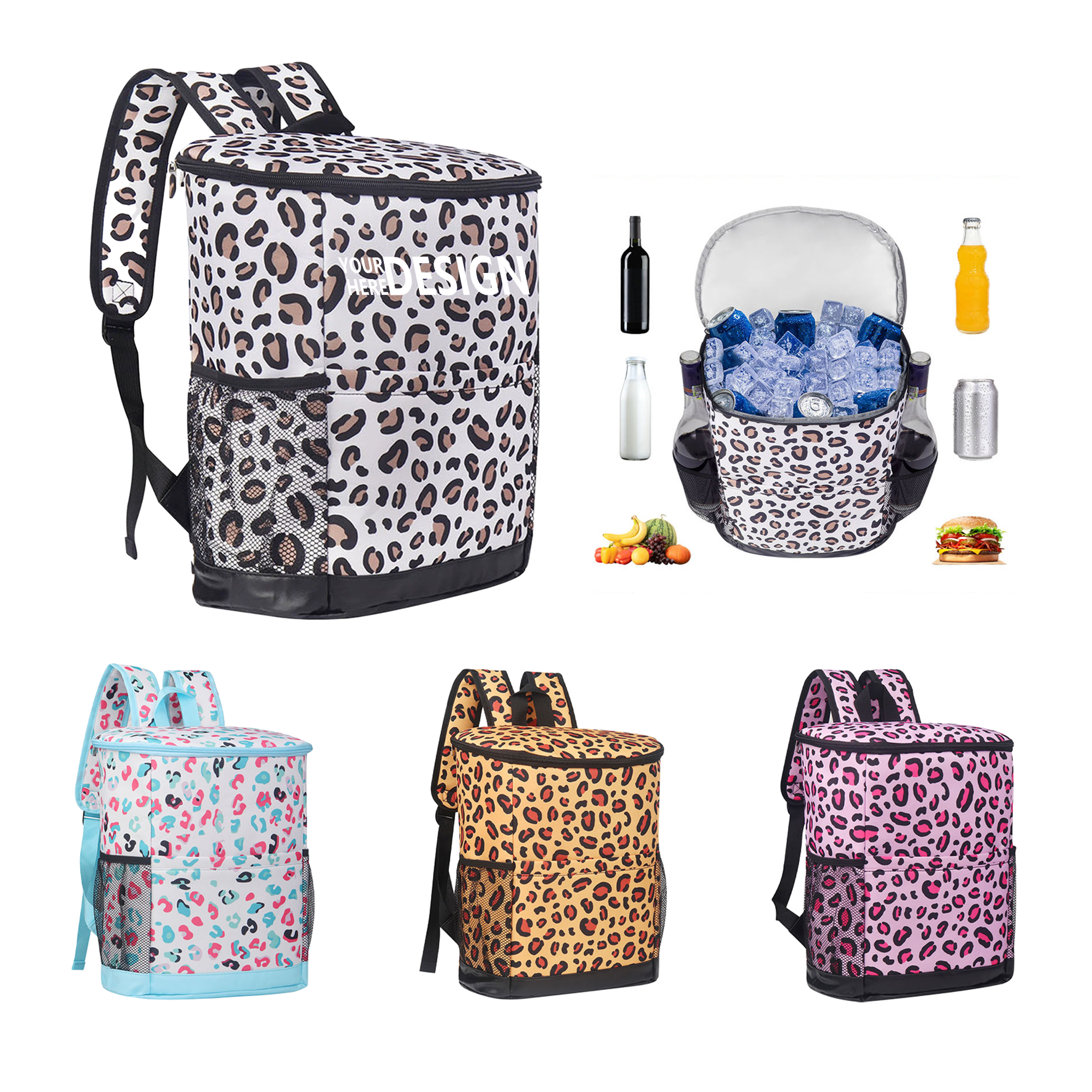 Oxford Leopard Backpack with Ice Pack for Outdoor Use 2
