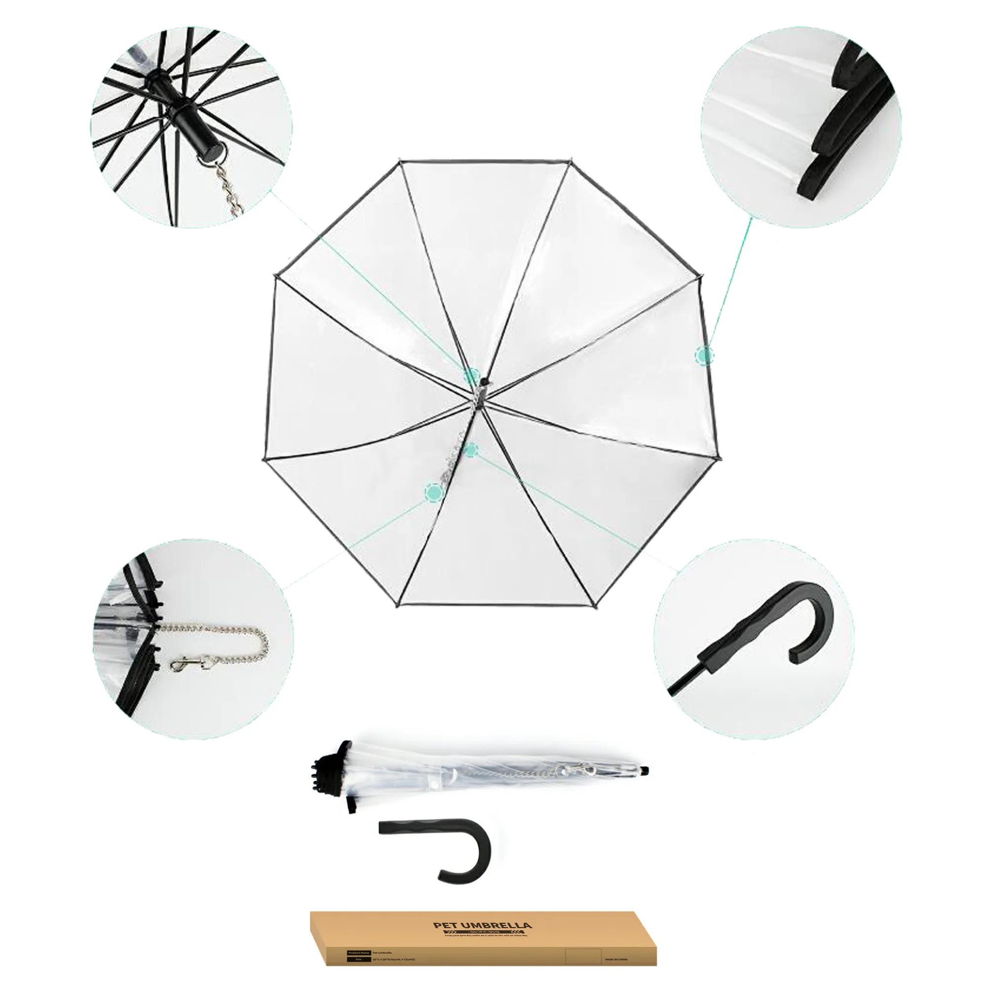 Full Color Pet Dog Small Umbrella with Adjustable Leash 3