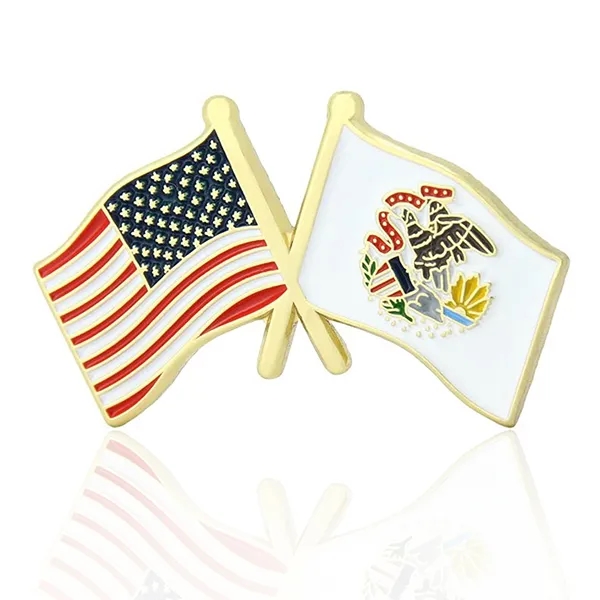 Stock Crossed Flag Pin (USA & USA) 41