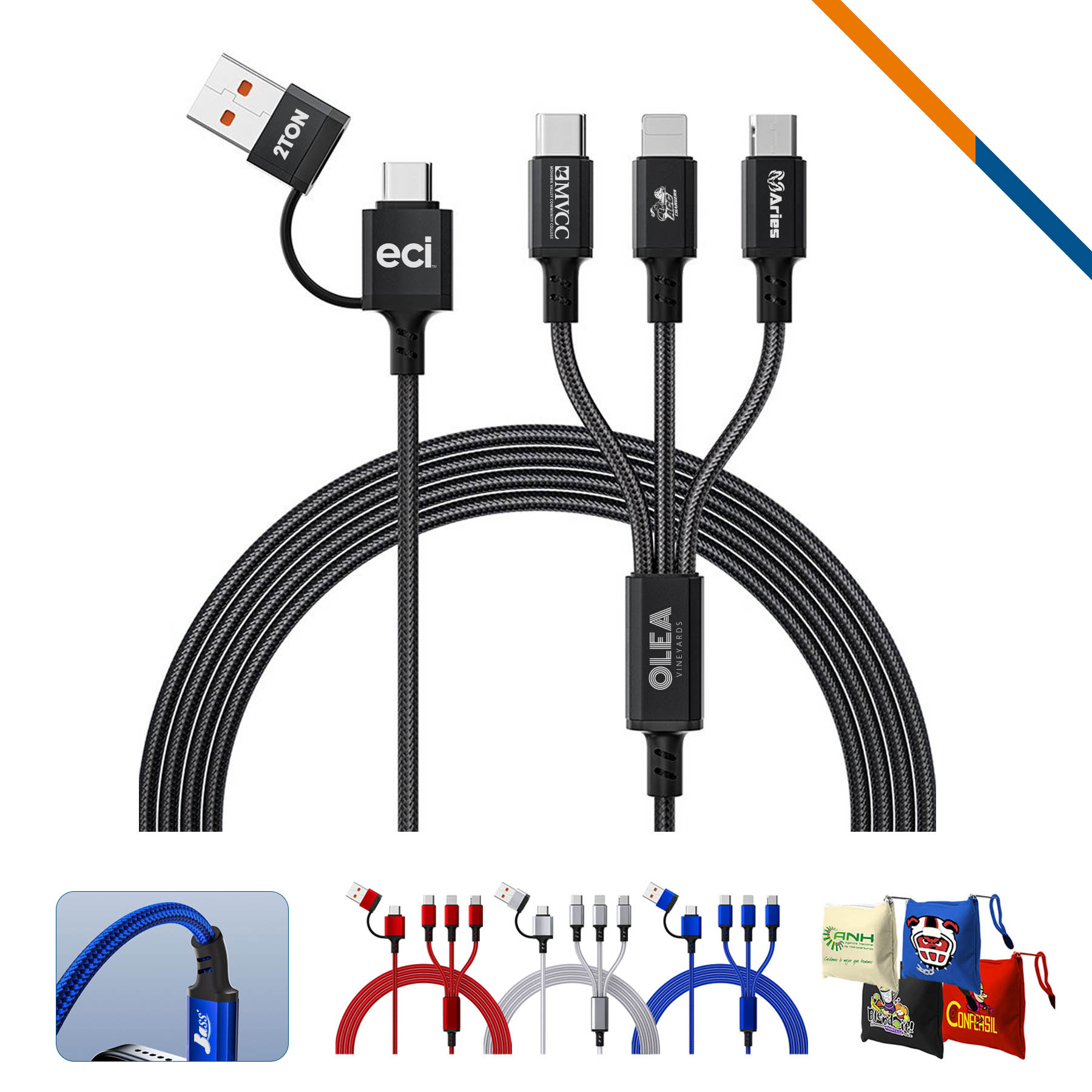 ZapCord 5in1 Fast Charging Data Transfer Cable 2