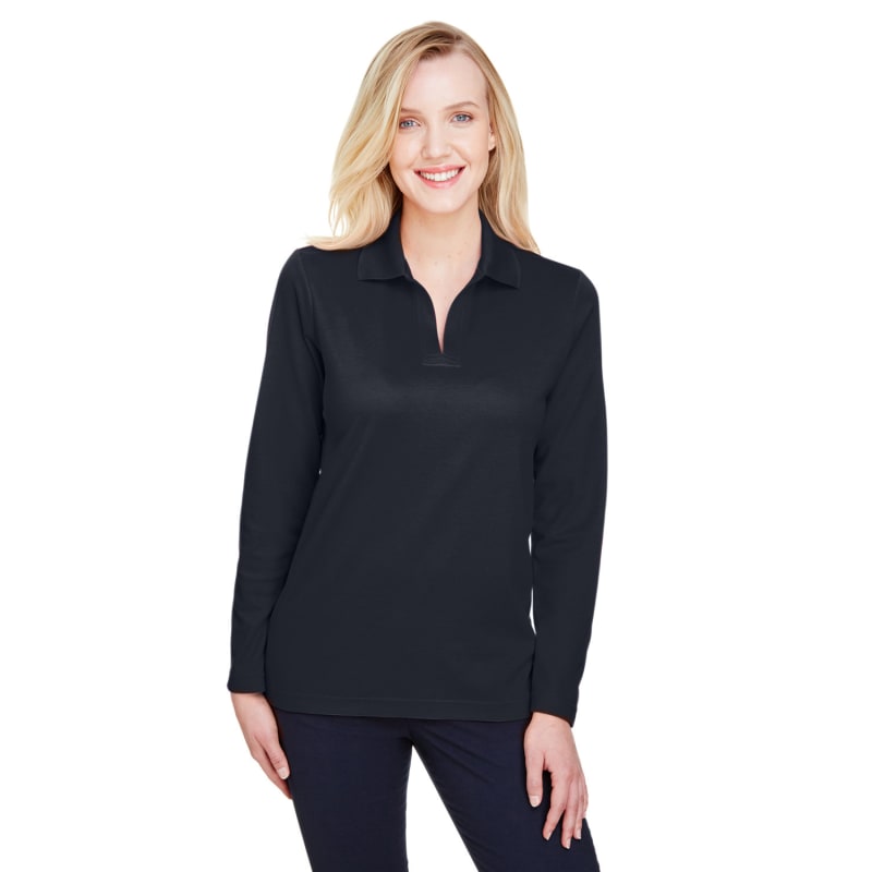 Devon & Jones CrownLux Performance™ Ladies' Plaited Long Sleeve Polo 20