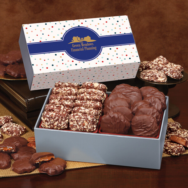 Toffee & Pecan Clusters in Gift Box with Bubbles Sleeve 1