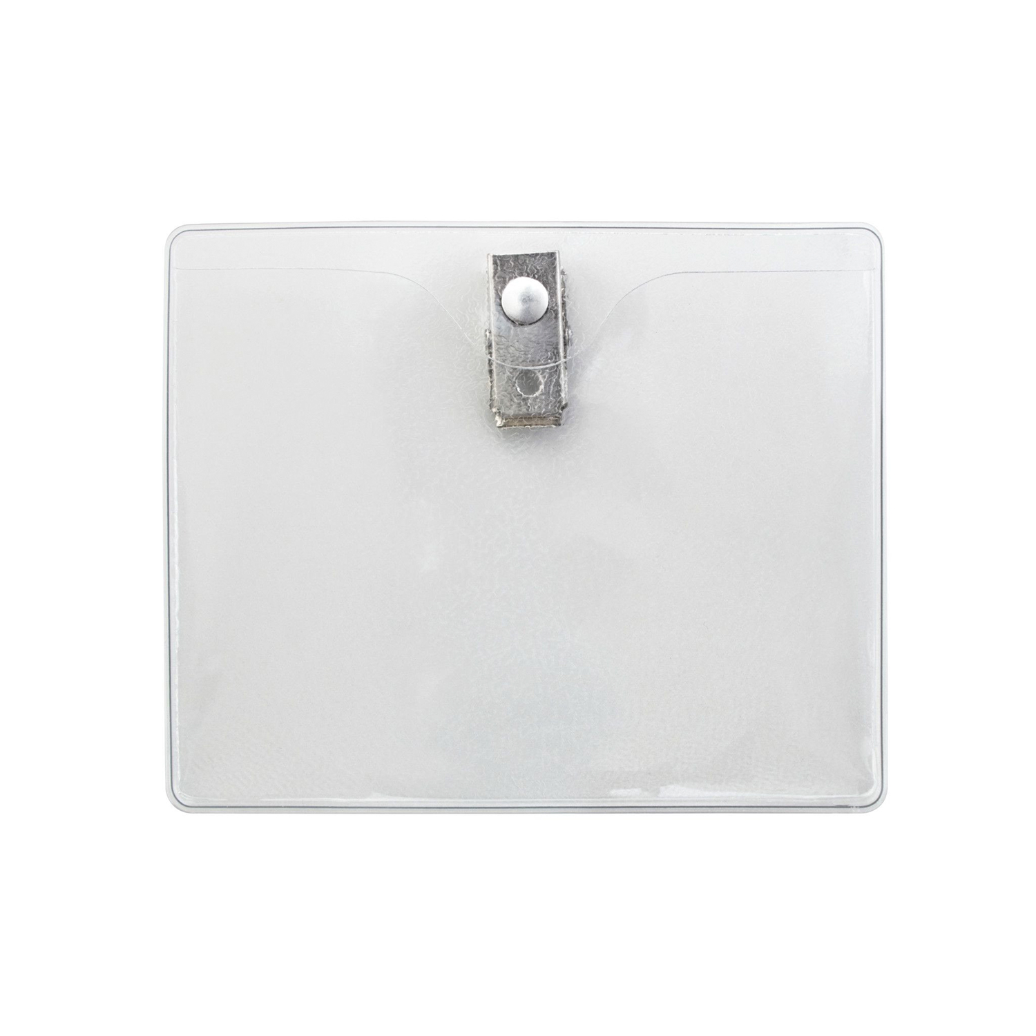Horizontal Clear Top Load Vinyl Badge Holder w/ 2 Hole Clip 1