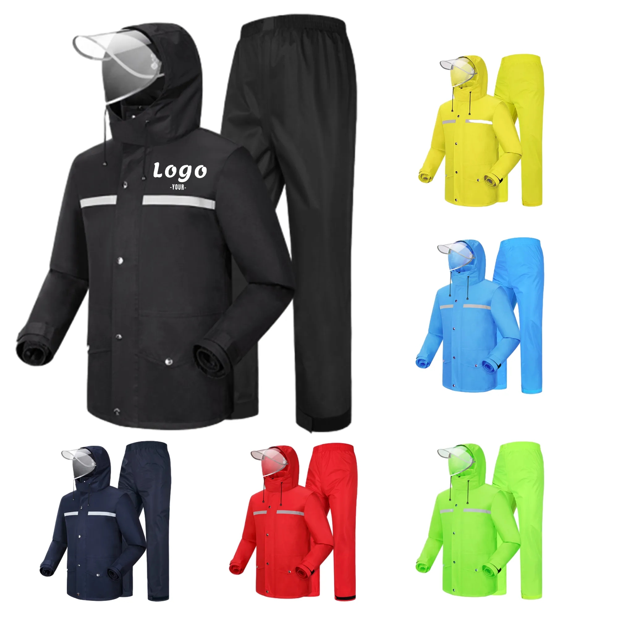 Waterproof Rain Jacket Trousers Two Piece Raincoat Outfits 2
