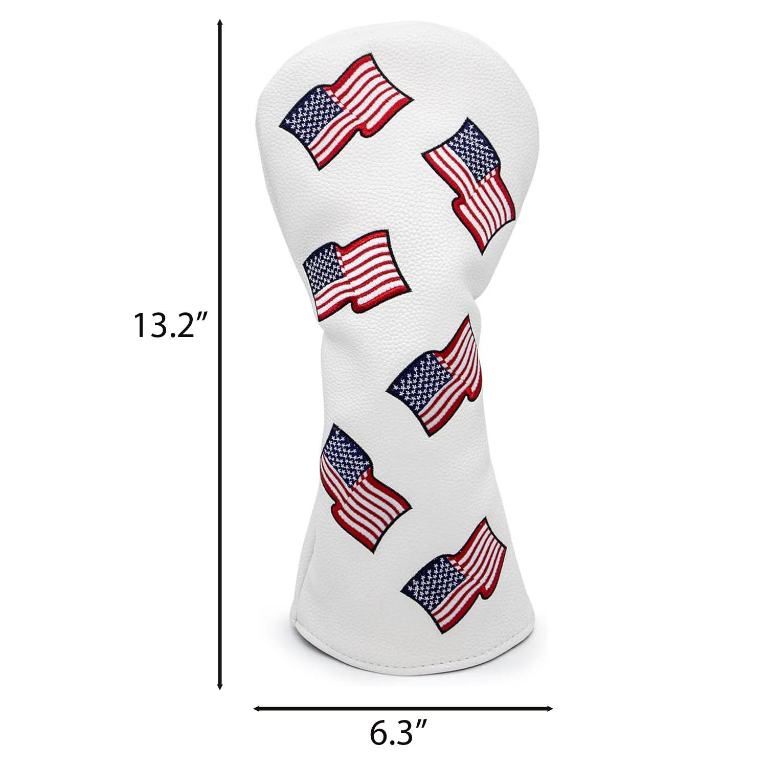 US Flag Patriotism Golf Club Head Covers White 2