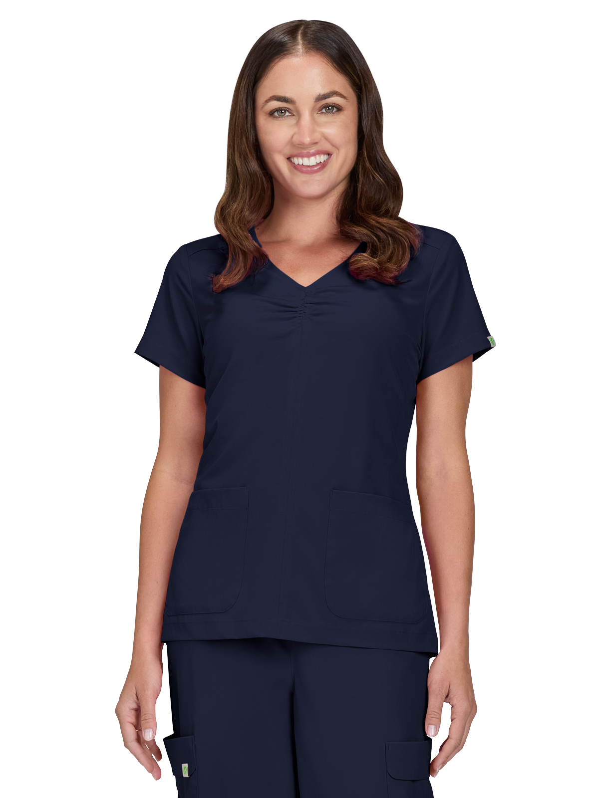 koi - Planet koi - Women's Two-Pocket Shirred Chest V-Neck Enik Top