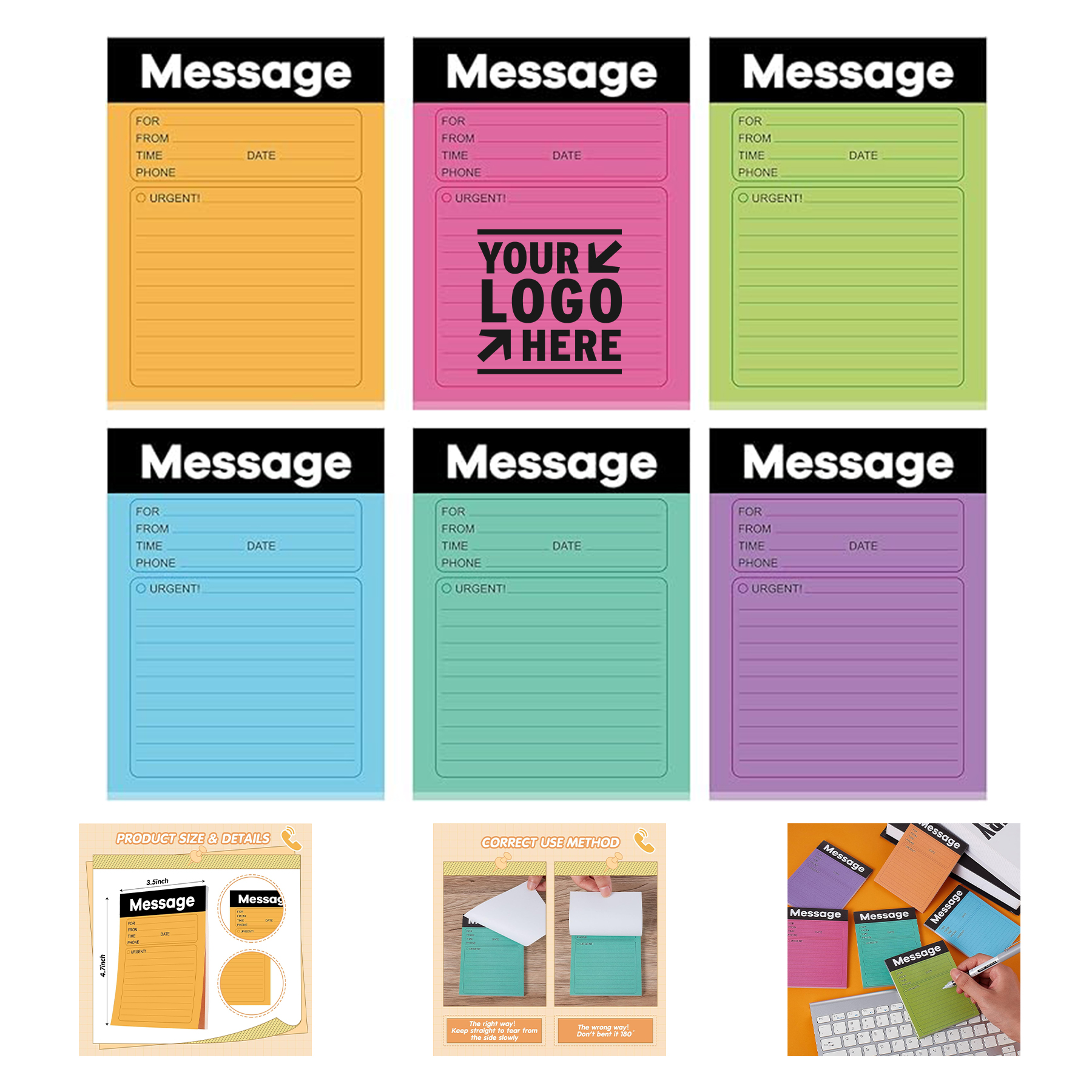 3.5" x 4.7" 50 Sheets Telephone Message Sticky Note
