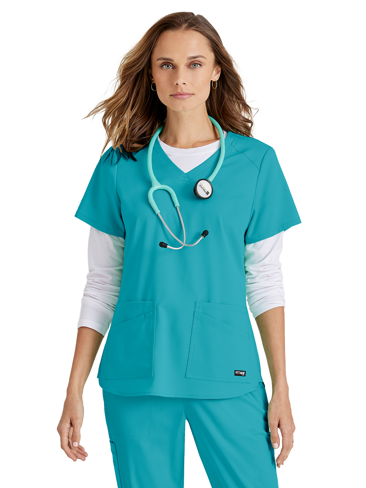 Grey's Anatomy Spandex Stretch - Women's Four-Pocket V-Neck Emma Scrub Top 31