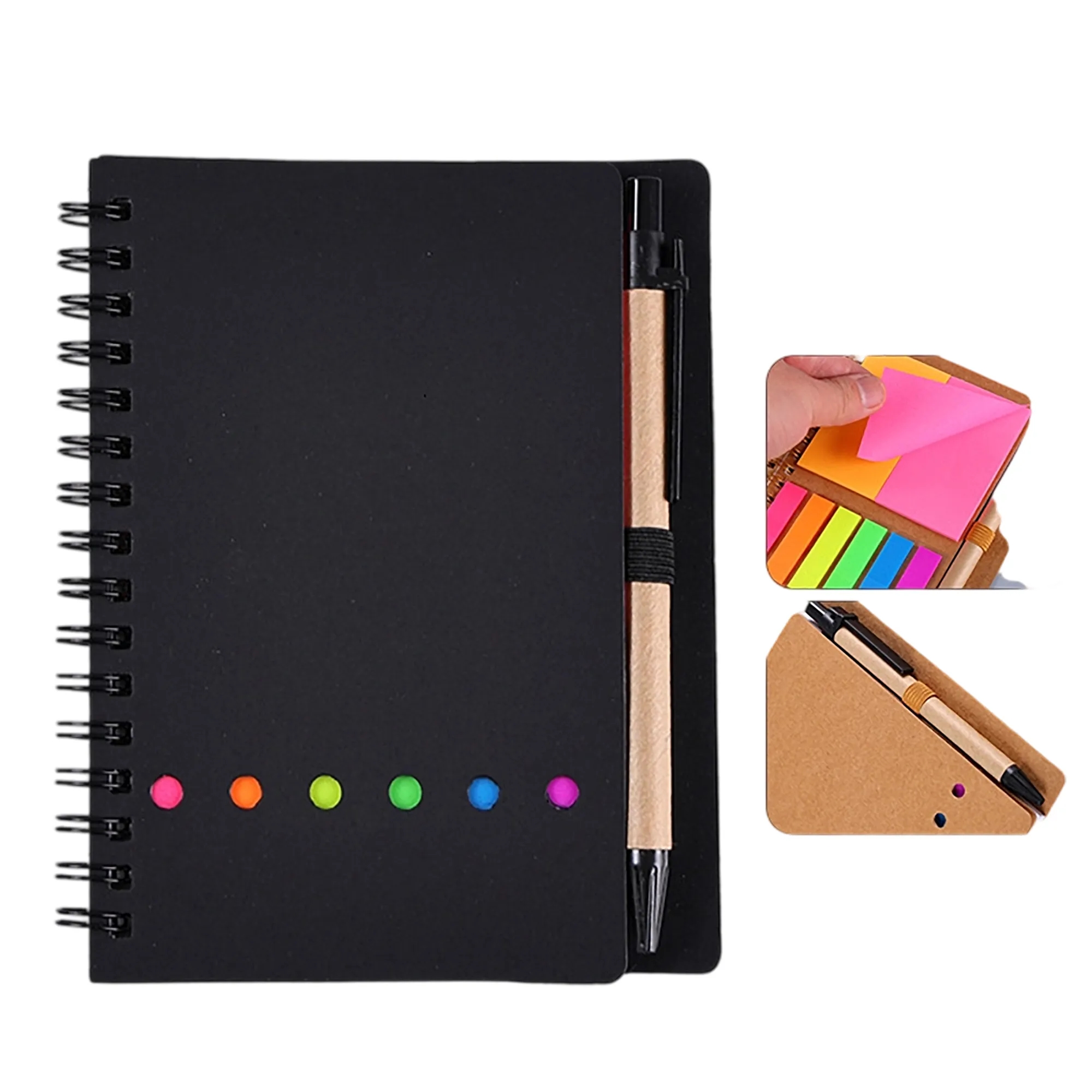 Kraft Paper Notebook With Sticky Notes And Pen 6