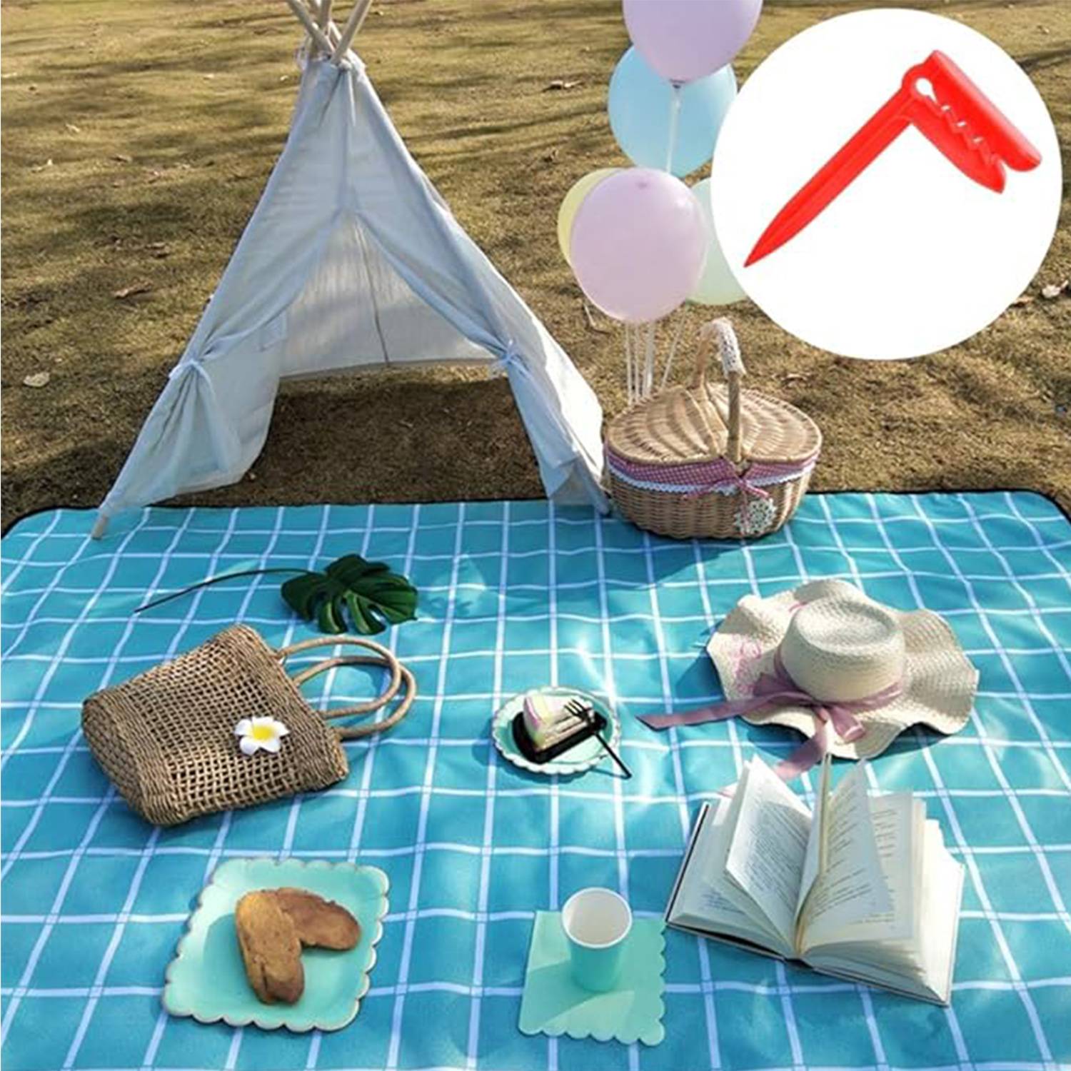 Beach Towel,Picnic Mat Anchor Clips Stakes 7