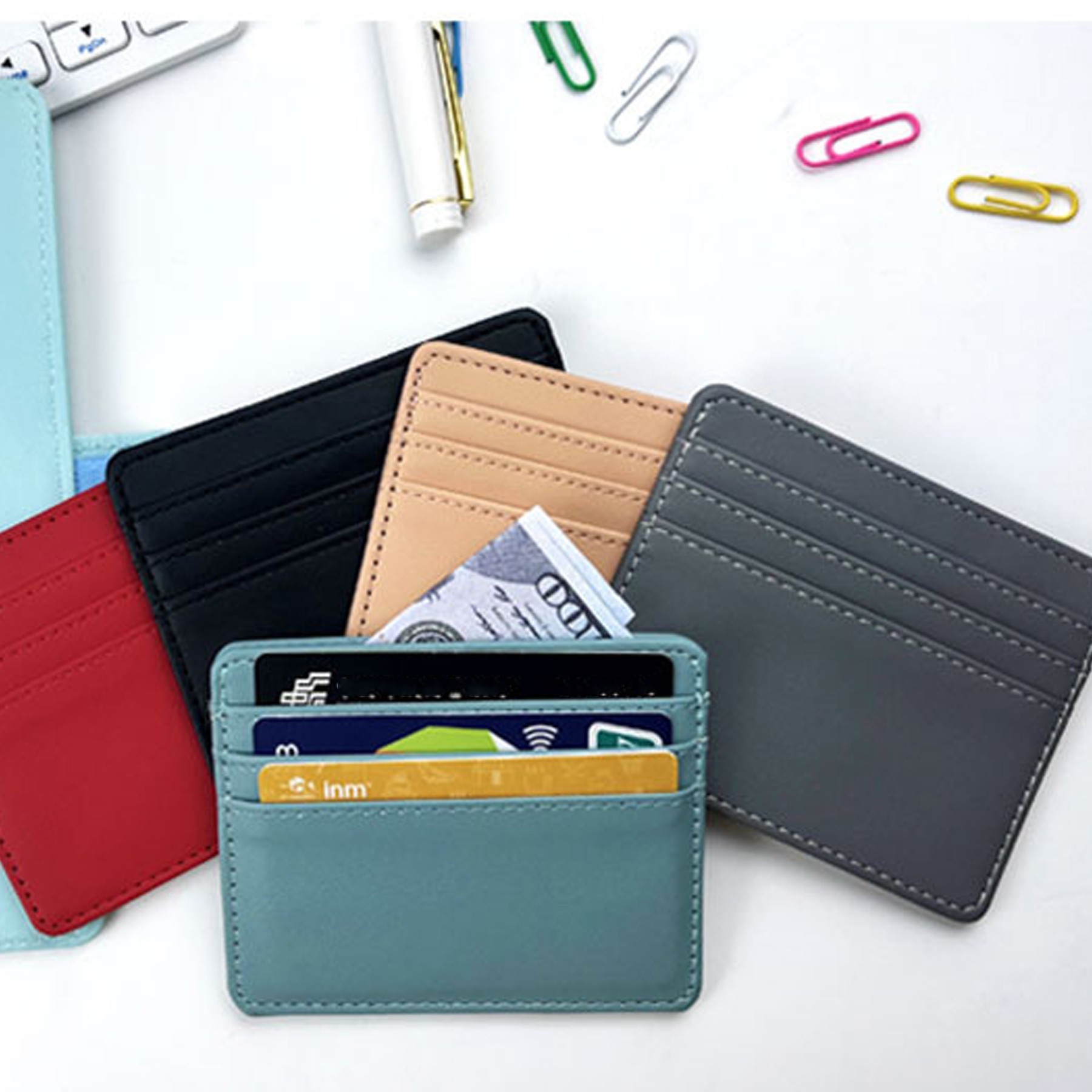 Pu Slim Minimalist Wallet Credit Card Holder 4