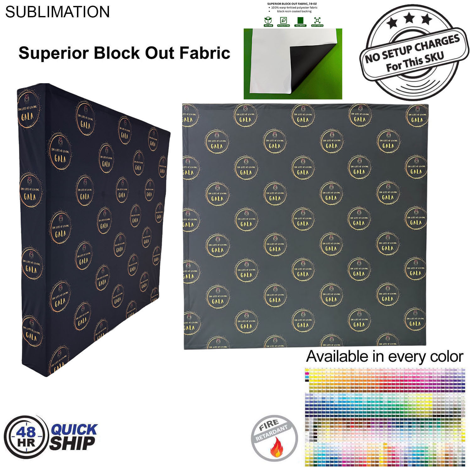 48 Hr Quick Ship -7.5' Straight Wall Full Height Fabric Pop-up Display, Superior Block Out Fabric 11