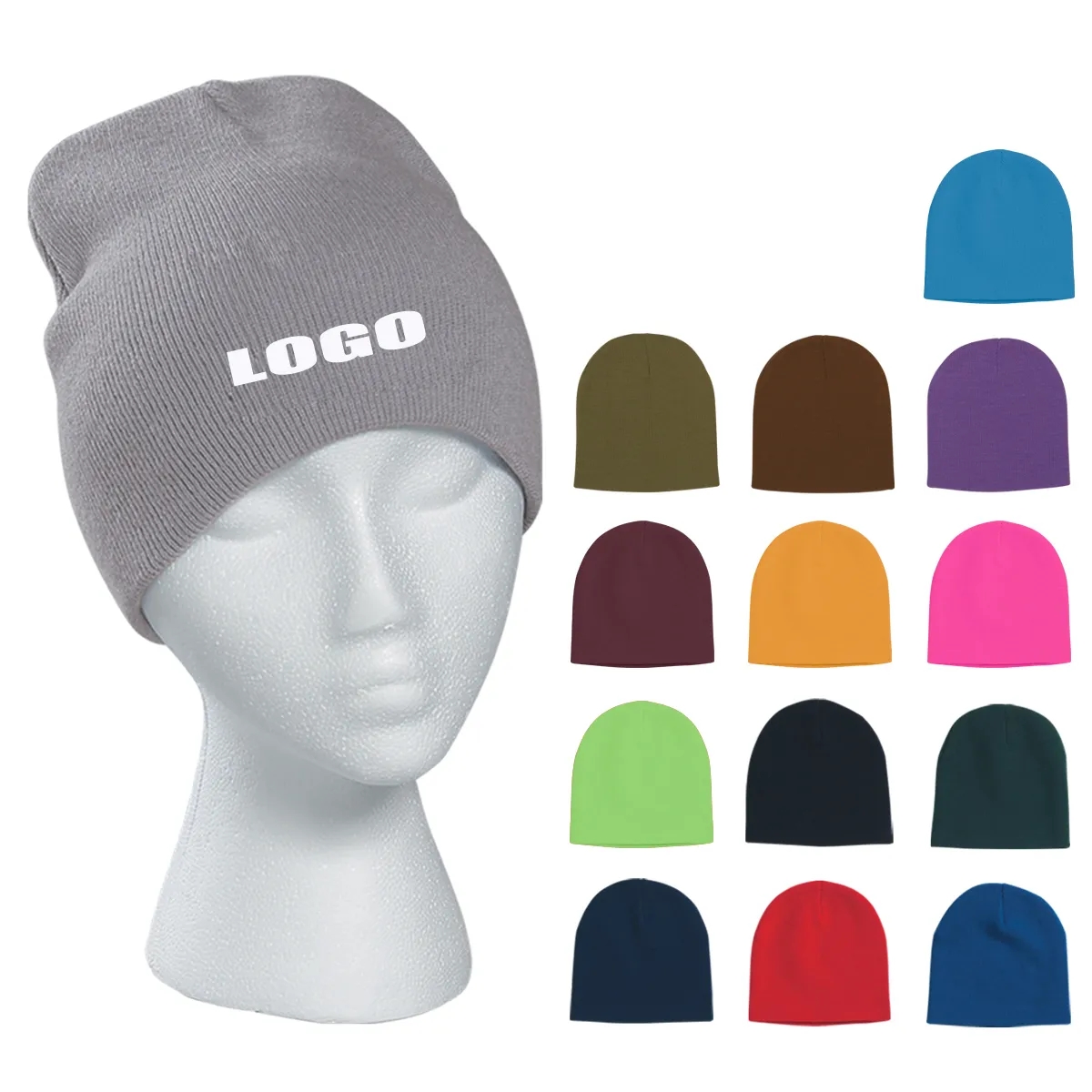 Unisex Knit Acrylic Winter Beanie Hats Cap 3
