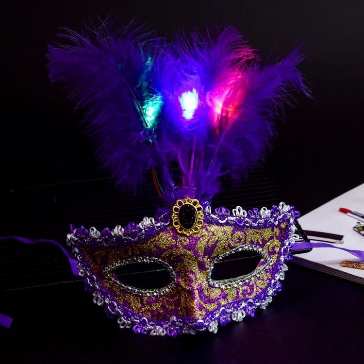 Light Up Feathers Fancy Mardi Gras Mask 1
