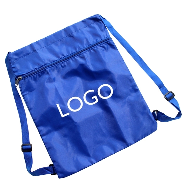 Front Zipper Drawstring Strap Bag 5